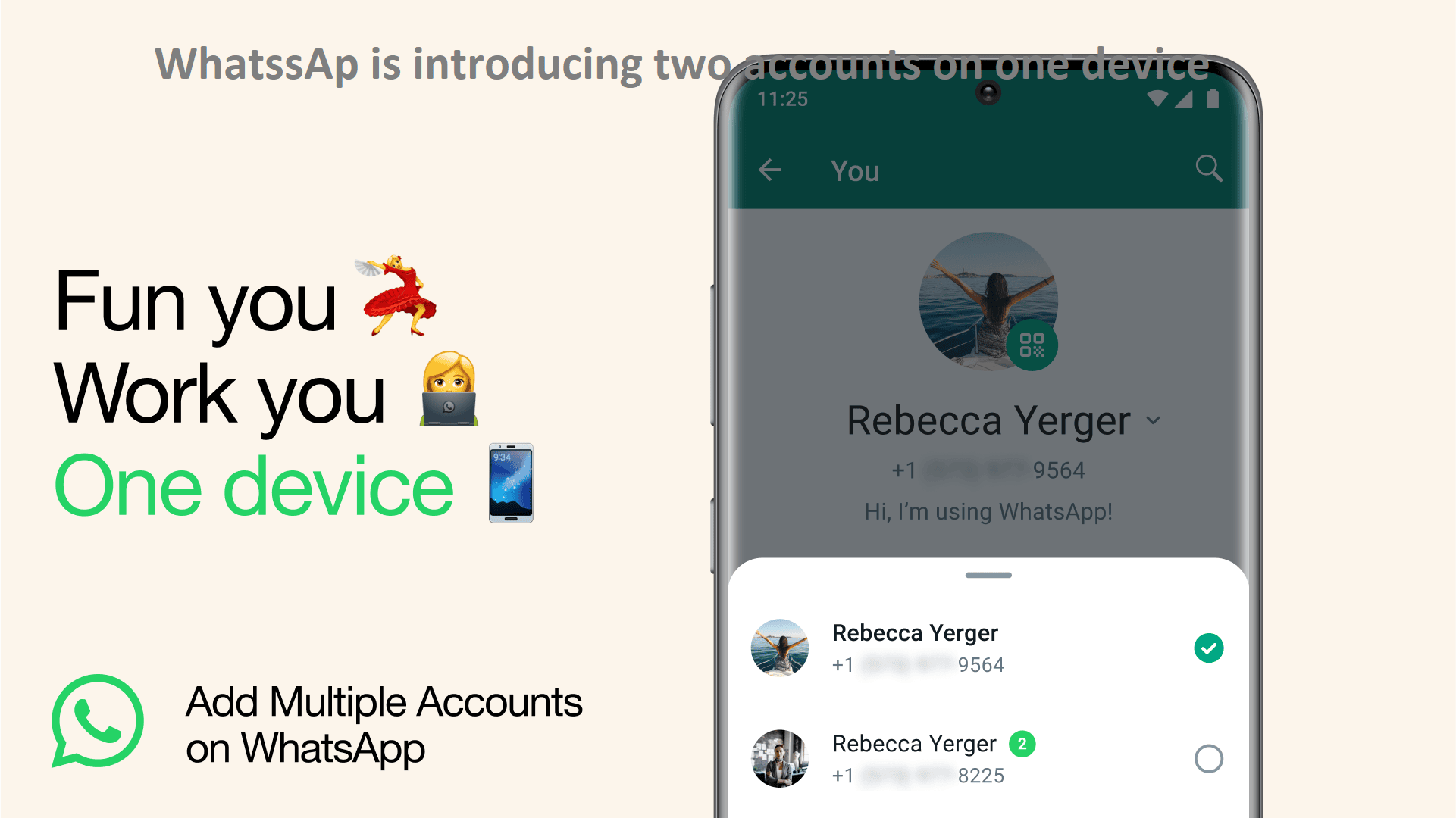 WhatssApp is introducing two accounts on one device